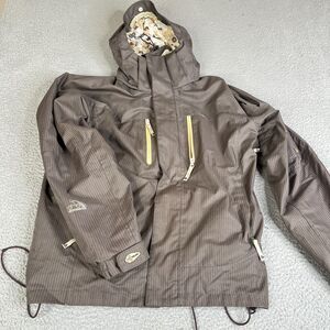 Ripzone Trilogy Snowboarding Jacket Mens M Brown Stripe Insulated 20,000 Hood